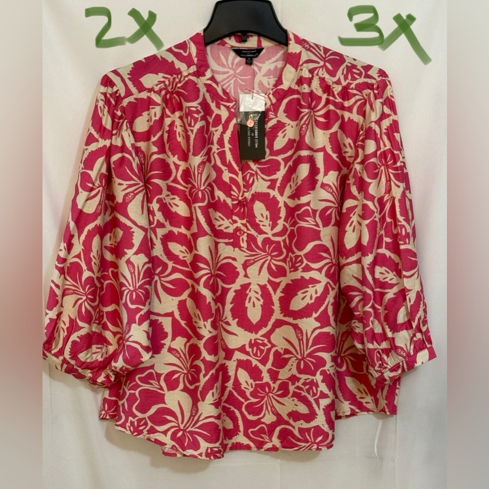 Mlle Gabrielle Pink and Cream Floral Blouse